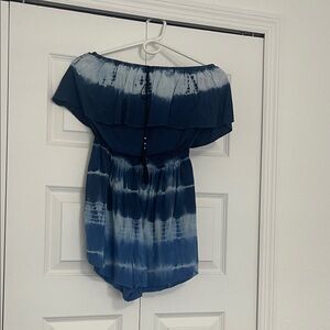 American Eagle Outfitters Blue Tie-Dye Romper